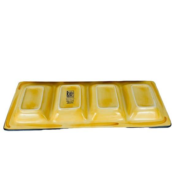 Tabletops Lifestyles MADRID Rainbow Ceramic Divided Serving Platter Tray 18.75" - Picture 2 of 9